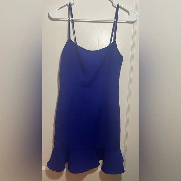 Lovers and Friends Spaghetti Strap Ruffle Teddy Mini Dress size XS - Royal Blue - Picture 1 of 9